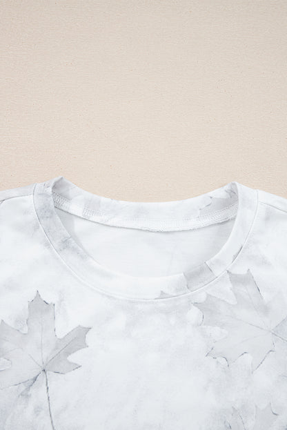 Beige Camo Print Pullover Top and Elastic Waist Casual Short Set