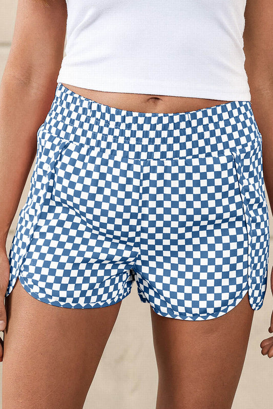 Blue Leopard High Waisted Athletic Shorts