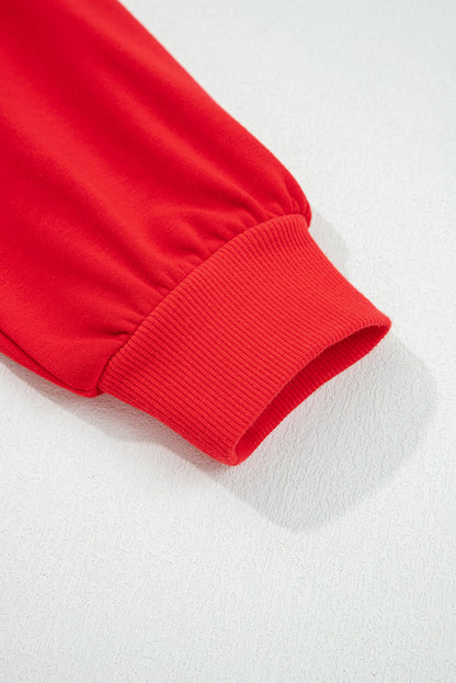 Fiery Red How Bout Them Dawgs Embroidered Script Balloon Sleeve Sweatshirt