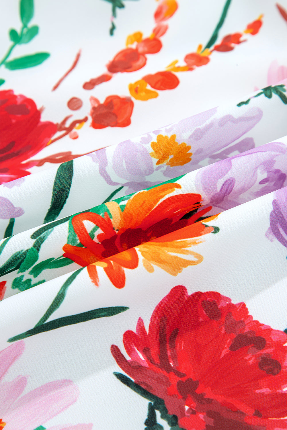 Beige Floral Print 3/4 Puff Sleeve Ricrac Trim Mini Dress