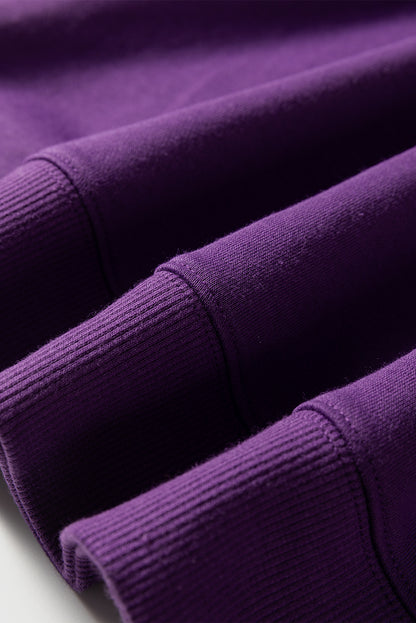 Tillandsia Purple Varsity Striped Detail Drop Shoulder Oversized Sweatshirt