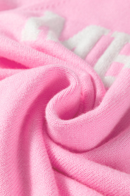 Racing Red MERRY Letter Pattern Christmas Raglan Sleeve Sweater