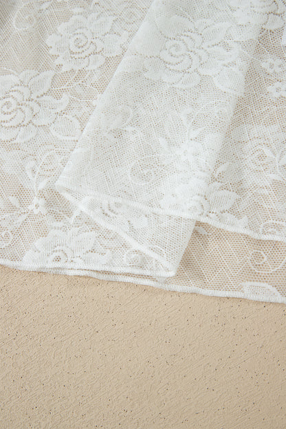 White Sheer Lace Round Neck T Shirt