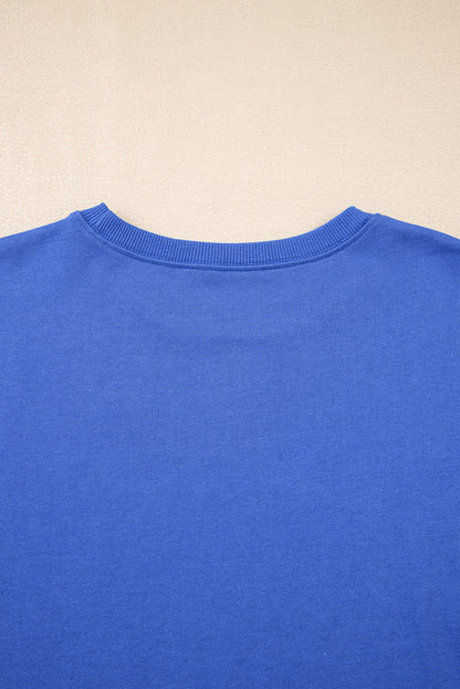 Sky Blue Varsity Contrast Banded Sleeve Shift Sweatshirt Dress