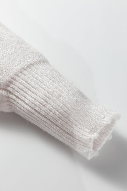 White Pearl Embellished Open Front Elegant Cardigan