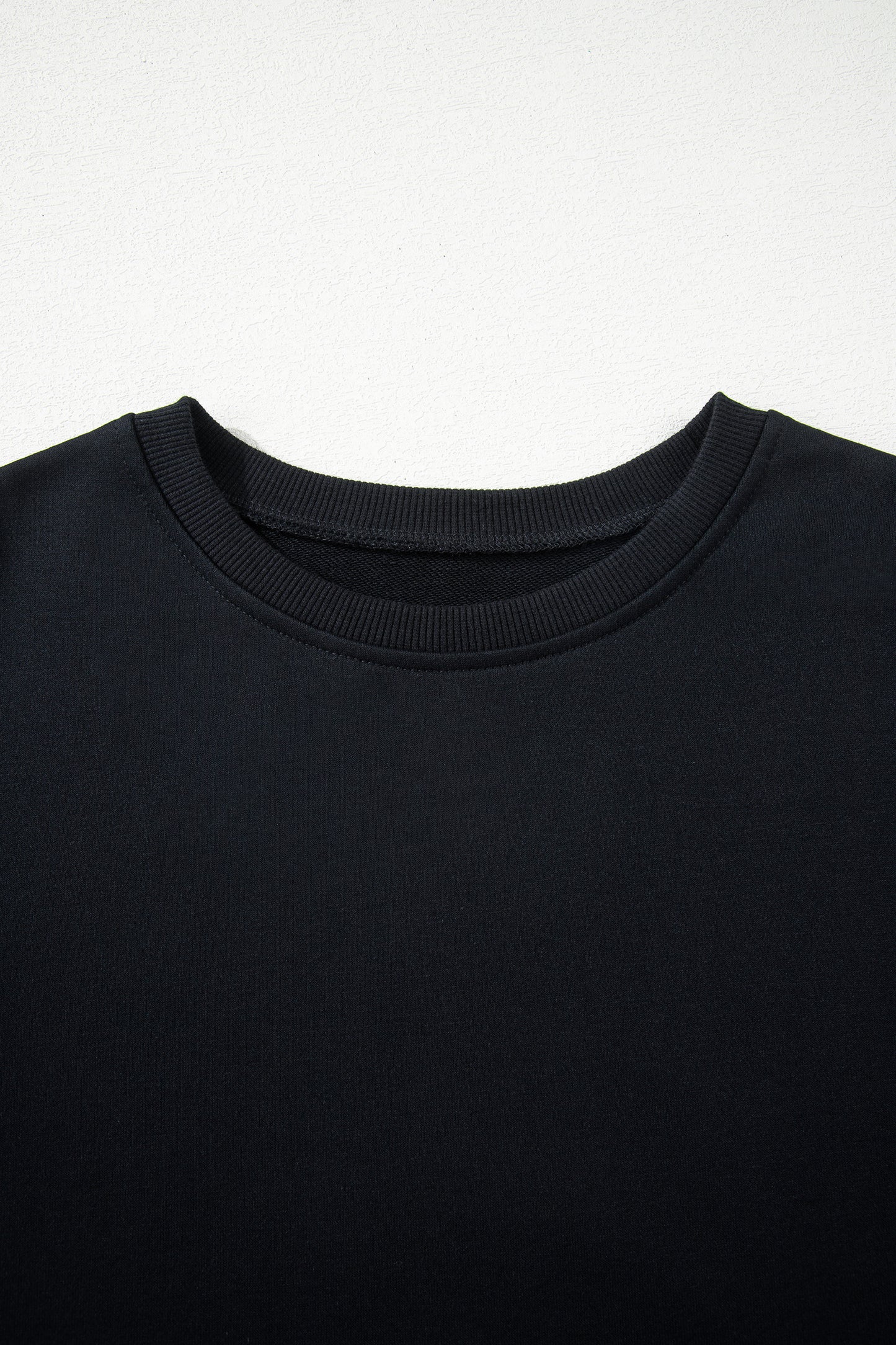 Black Contrast Leopard Trim Casual Sweatshirt Pant Set