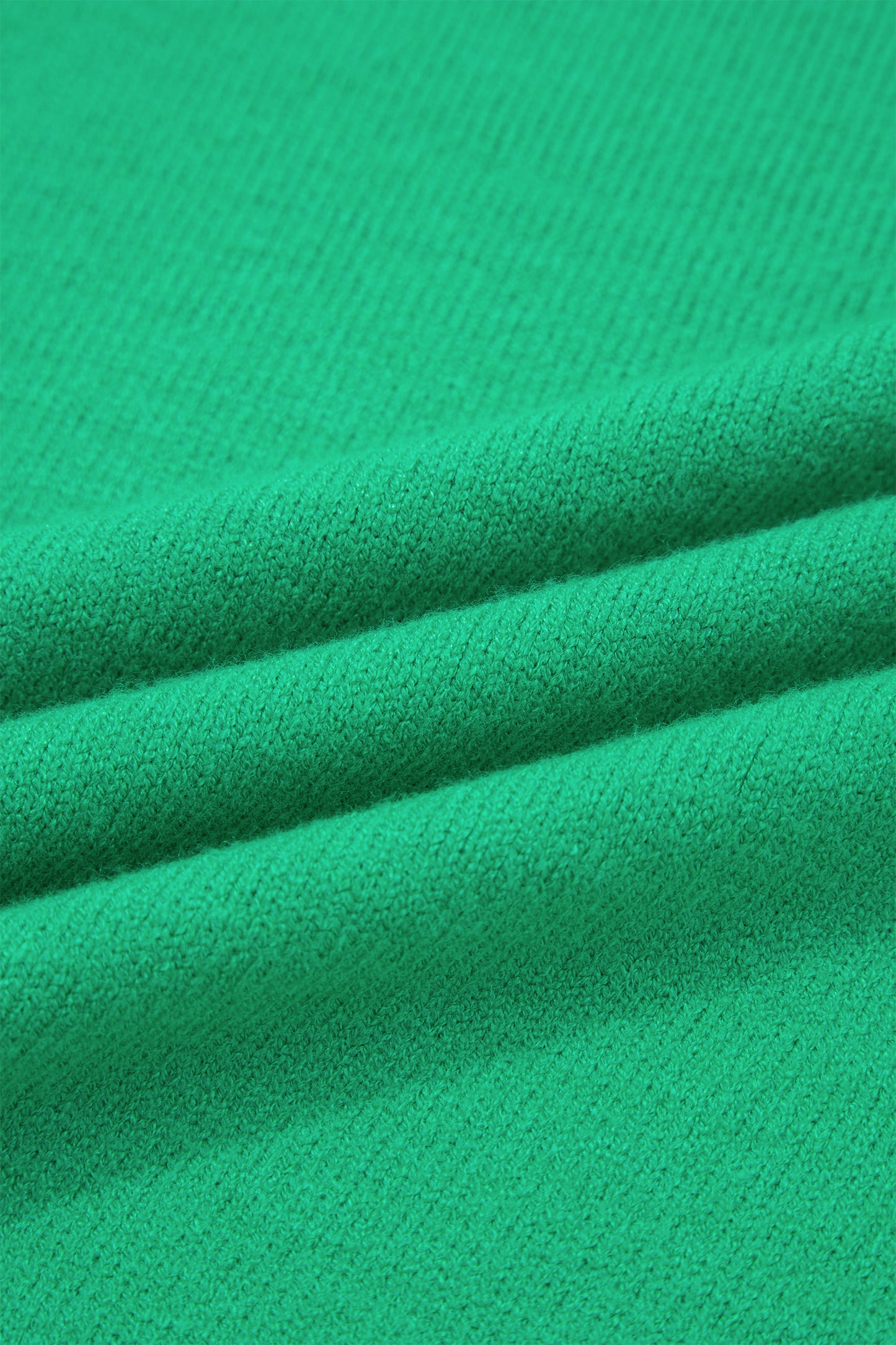 Beau Blue Solid Color Ribbed Trim Round Neck Ruffle Short Sleeve Sweater