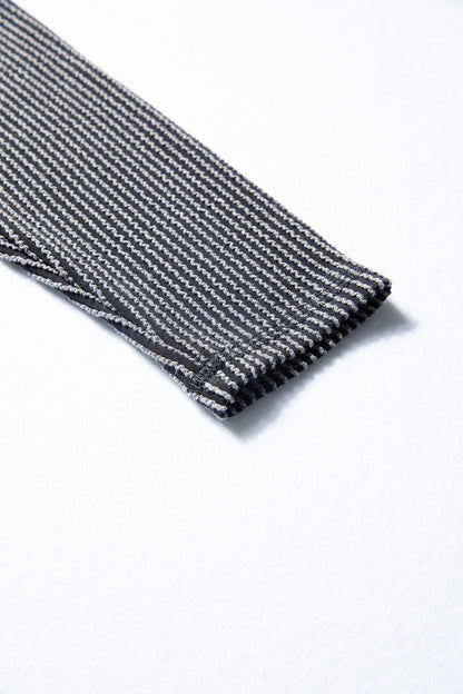 Parchment Twist Ribbed Exposed Seam Detail Long Sleeve Loose Top