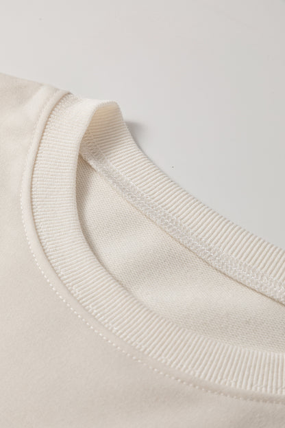 Beige Contrast Plaid Long Sleeve Exposed Seam Patchwork Top