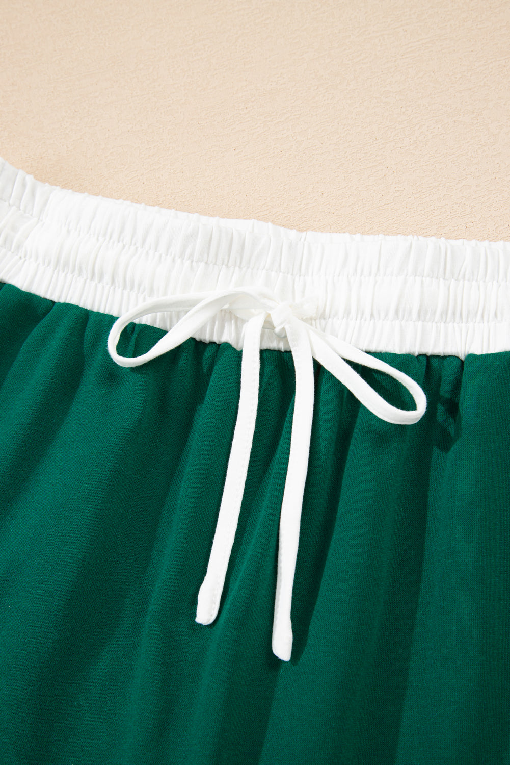 Evergreen Varsity Stripe Detail Drop Shoulder Pullover Mini Skirt Set