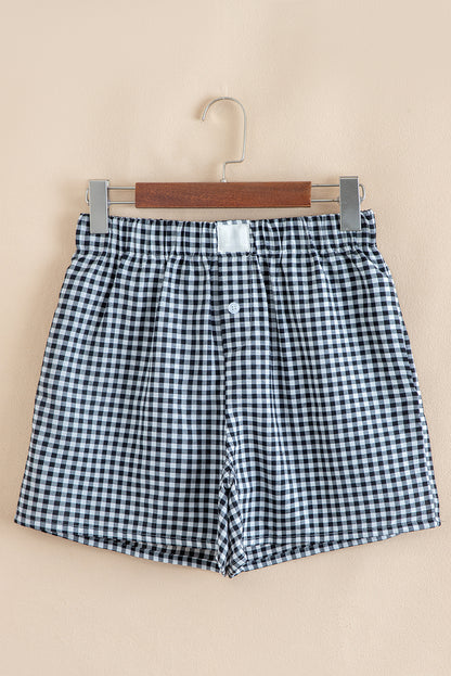 Red Gingham Printed High Waist Shorts