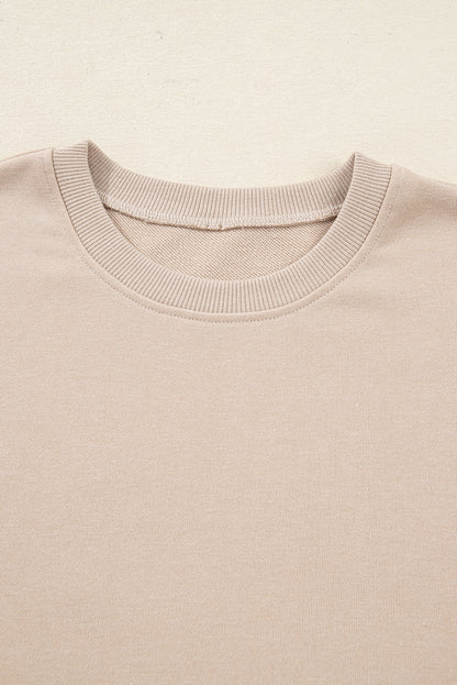 Jet Stream Solid Color Oversize Slit Sweatshirt Ribbed Leggings 2pcs Set