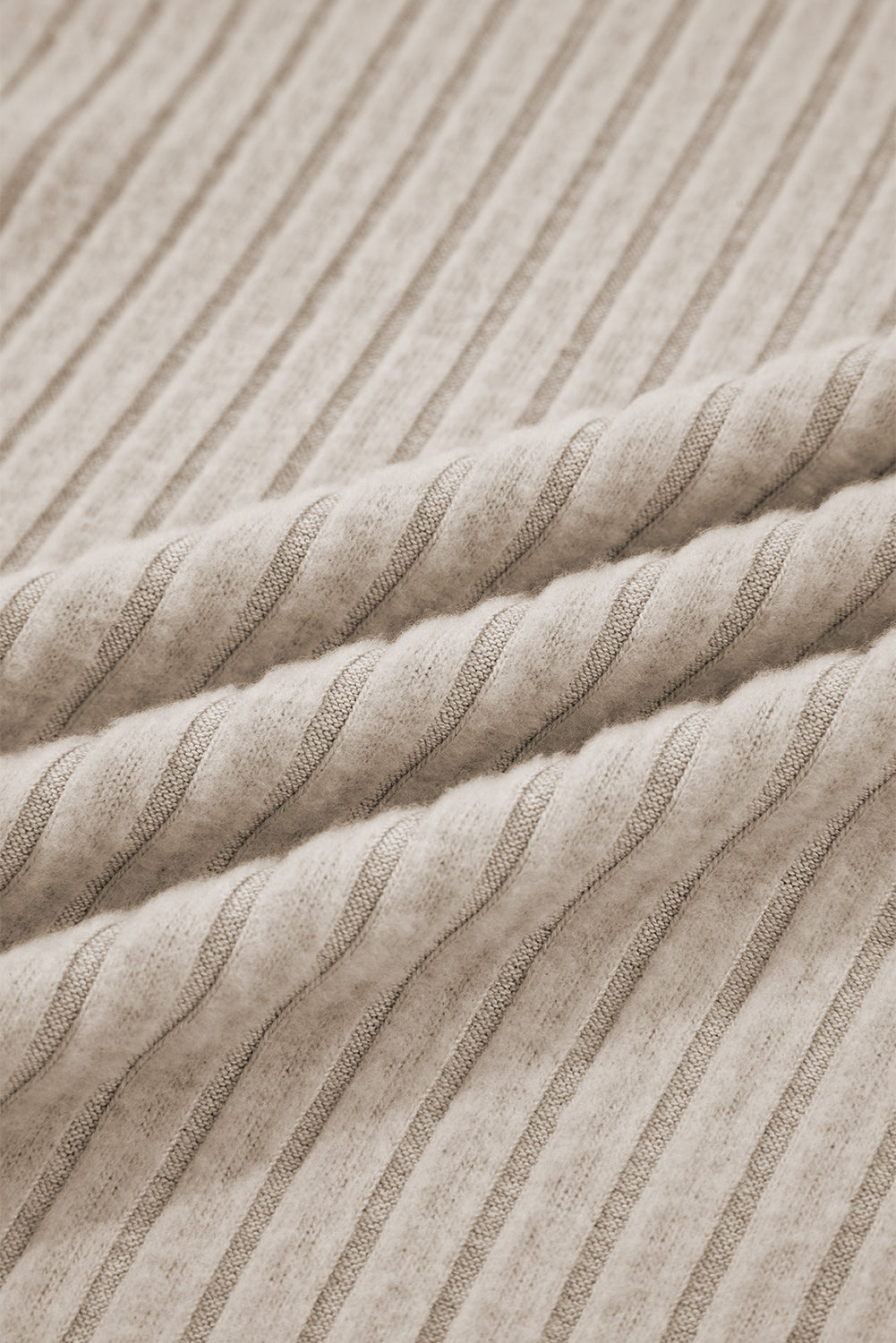 Jet Stream Ribbed Texture Round Neck Long Sleeve Rounded Hem Knit Top