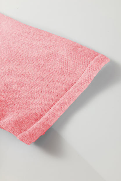 Peach Blossom 3/4 Sleeve Boxy Knit Button Down Sweater Cardigan