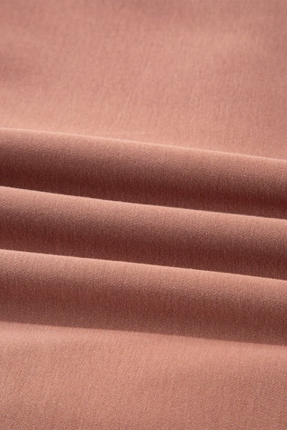 Camel Exposed Seam Side Pockets Half Zipper Baggy Sweatshirt