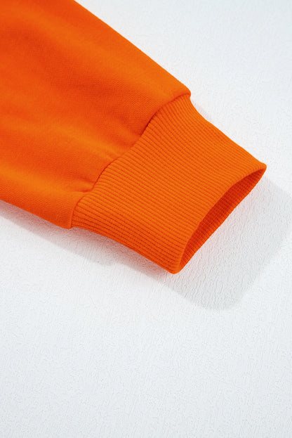 Orange Varsity Striped Sleeve Drop Shoulder Sweatshirt and Short Set