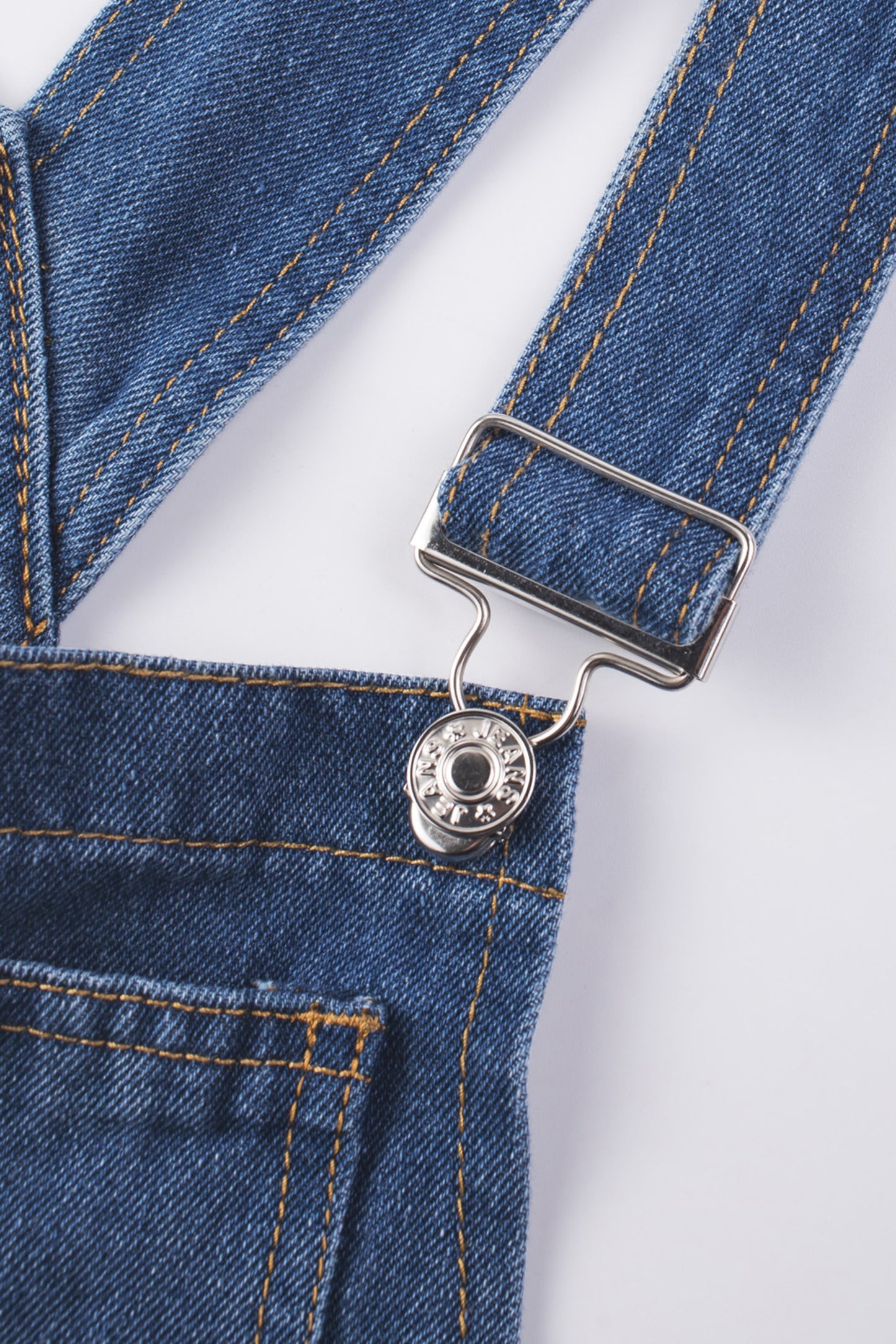 Dark Blue Retro Bib Pocket Buckle Straps Casual Denim Jumpsuit