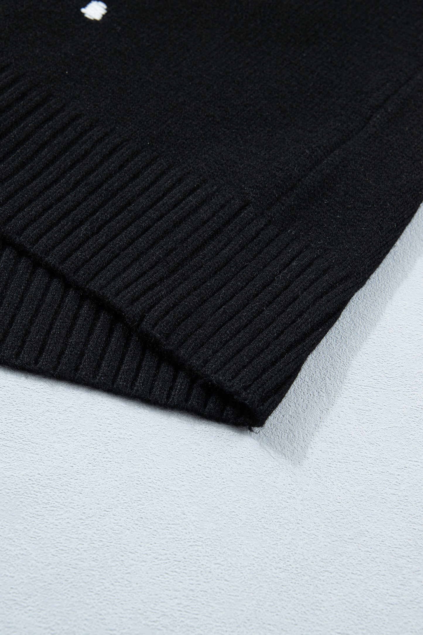 Black Elegant Polka Dot Bubble Short Sleeve Sweater