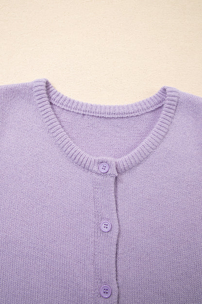 Orchid Petal Short Sleeve Soft Cardigan Sweater T Shirt