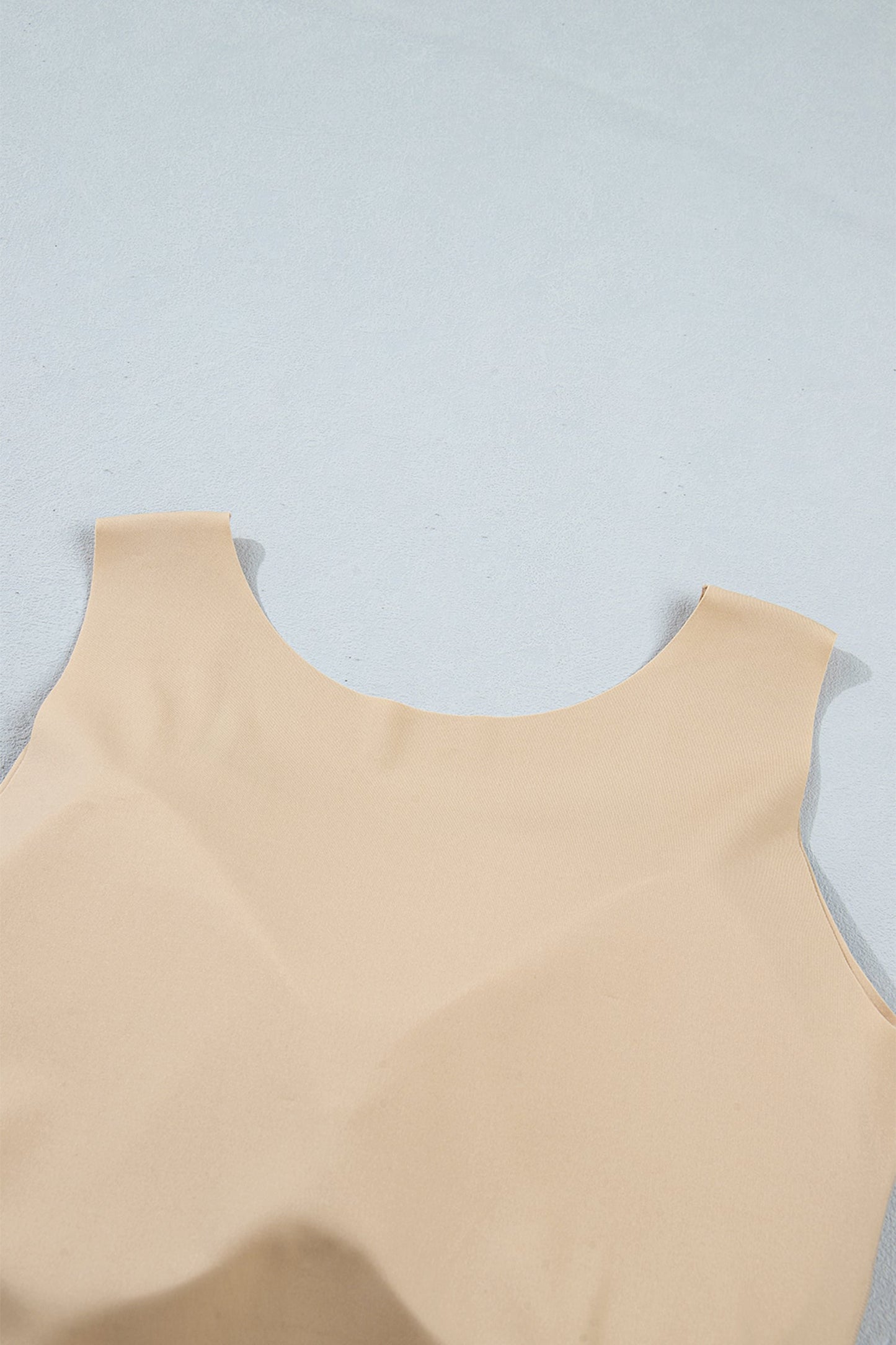 Oatmeal Solid Color Wide Strap Splicing Athleisure Tank Top