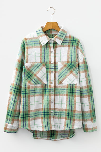 Red Christmas Plaid Casual Flannel Shacket