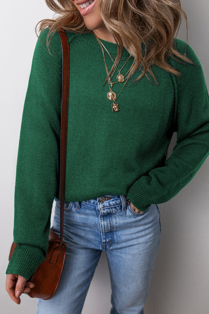 Evergreen Raglan Sleeve Crew Neck Sweater