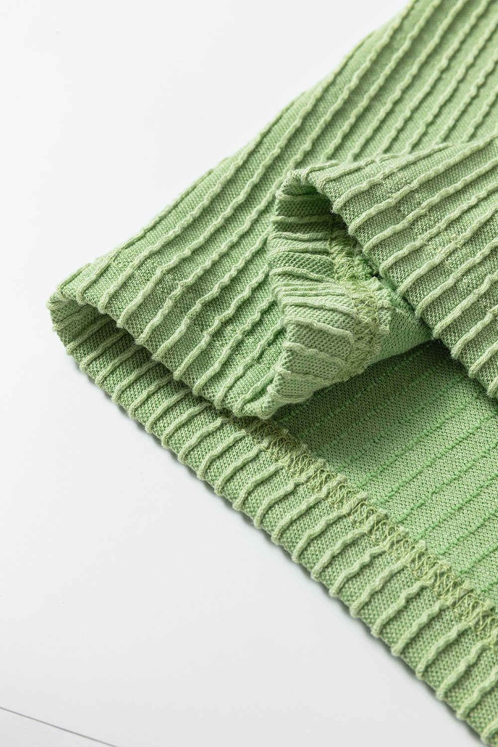 White Color Block Corded Knit Crew Neck Tee