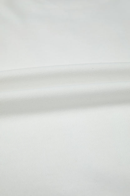 White Bow Sequin XOXO Letter Graphic Exposed Seam Baggy Sweatshirt