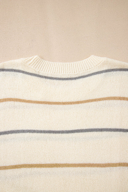 Multicolour Striped Print Drop Shoulder Shift Sweater Mini Dress