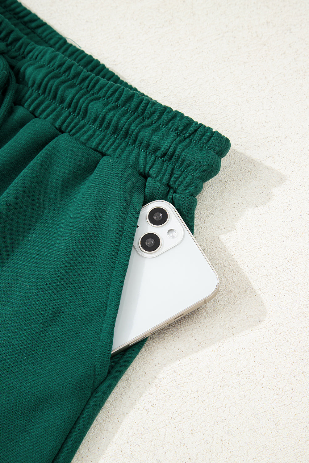 Evergreen Varsity Striped Sleeve Drop Shoulder Sweatshirt and Short Set