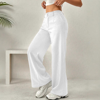 Women Clothing Solid Color Summer Loose Figure Flattering Straight Leg Pants