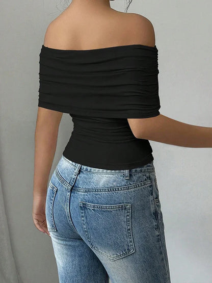 Women's Off-Shoulder Slash Neck Tee