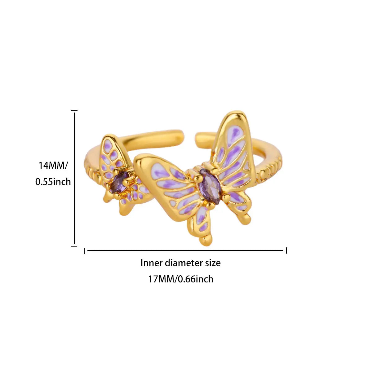 Zircon Butterfly Stainless Steel Ring