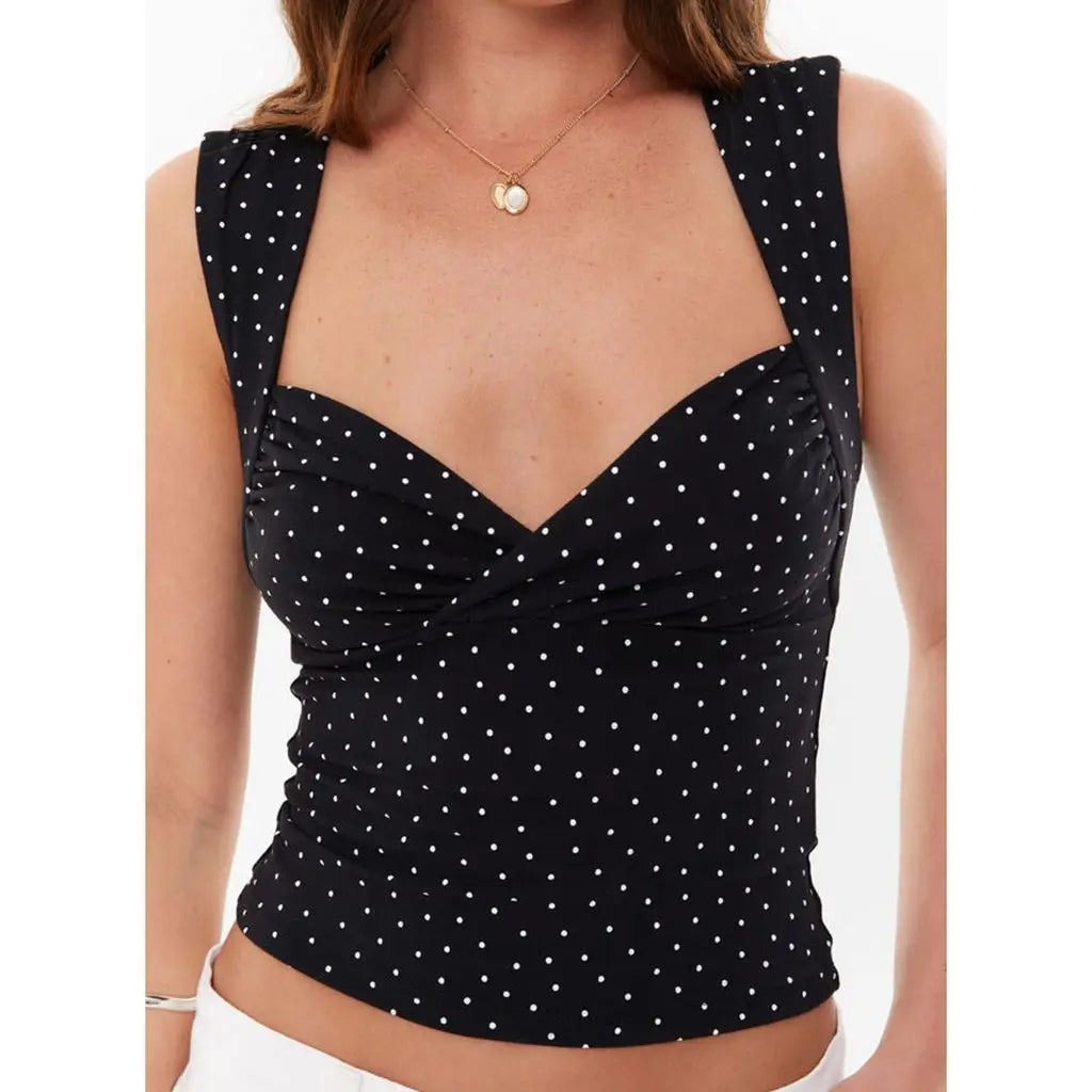 Women’s Polka Dot Sleeveless Crop Tank