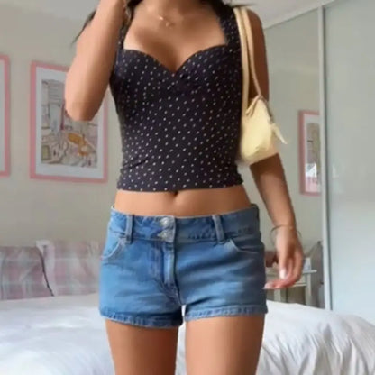 Women’s Polka Dot Sleeveless Crop Tank