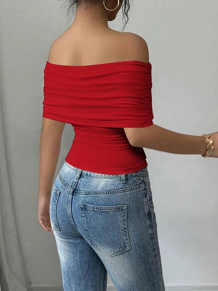 Women's Off-Shoulder Slash Neck Tee