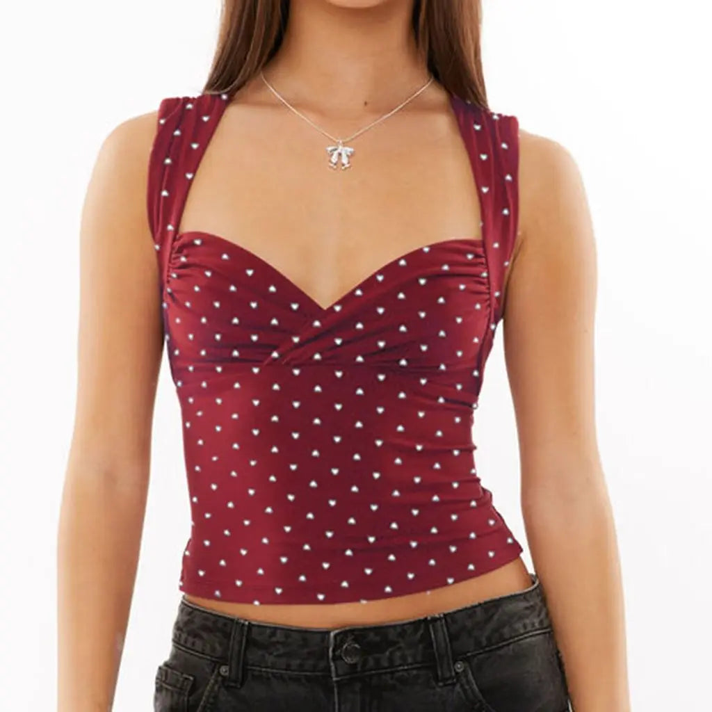 Women’s Polka Dot Sleeveless Crop Tank