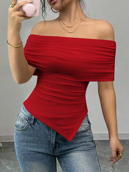 Women's Off-Shoulder Slash Neck Tee