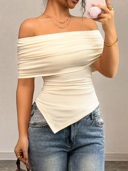 Women's Off-Shoulder Slash Neck Tee