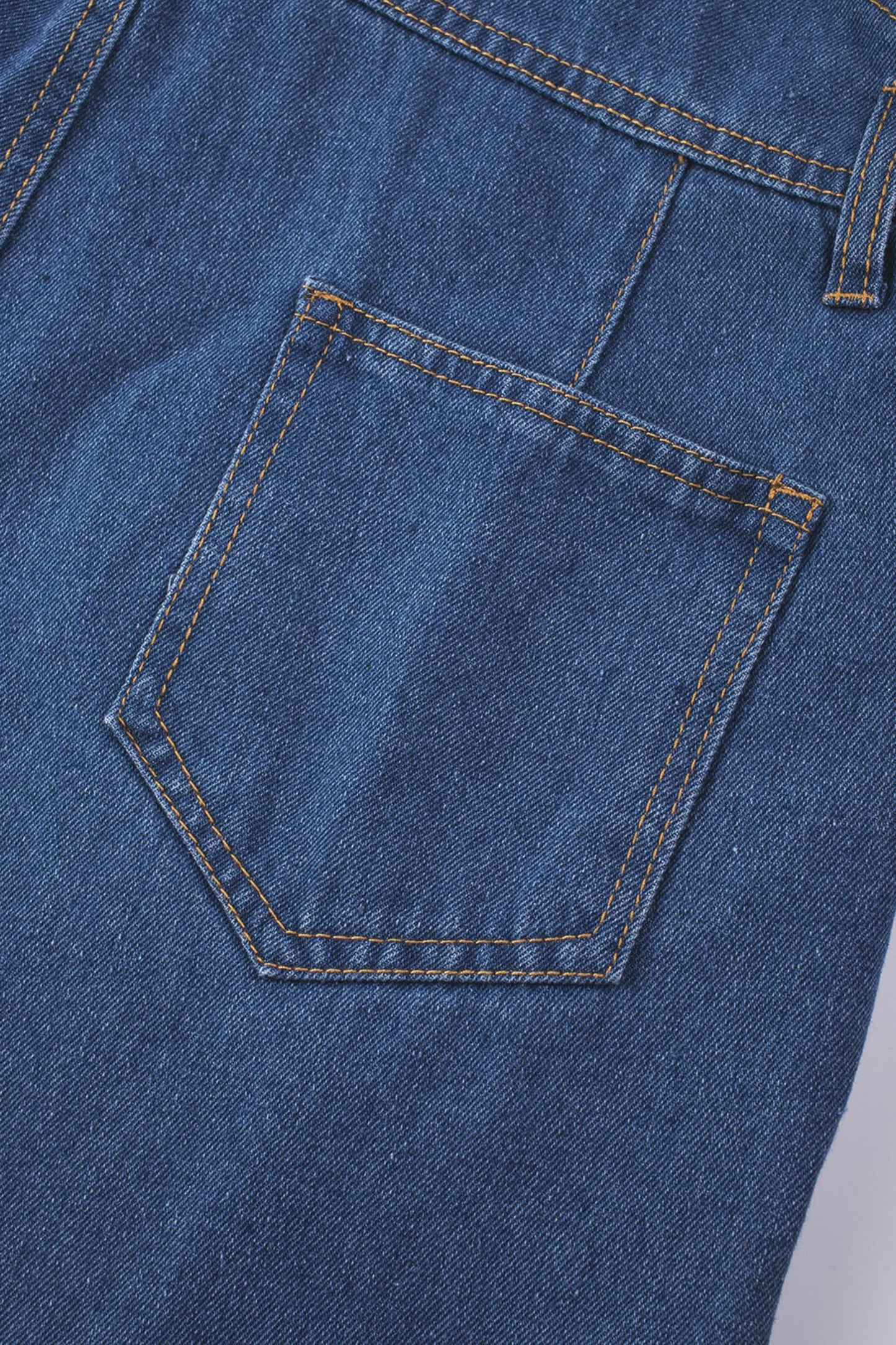 Dark Blue Retro Bib Pocket Buckle Straps Casual Denim Jumpsuit