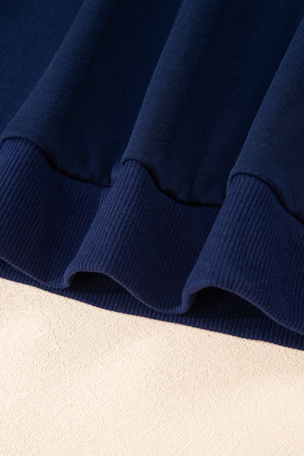 Navy Blue Varsity Stripe Detail Drop Shoulder Pullover Mini Skirt Set