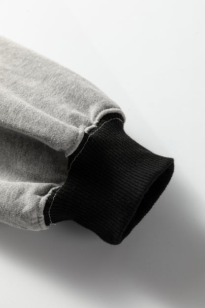 Color black Colorblock Henley High Low Oversize Sweatshirt