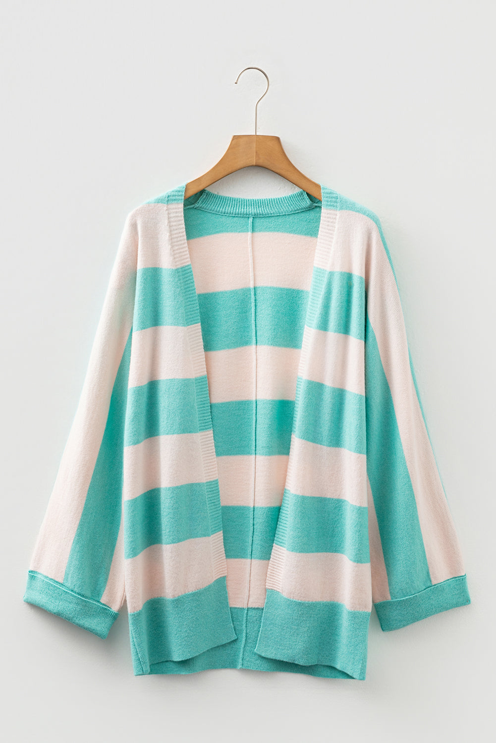 Iceland Blue Colorblock Knit Open Front Short Casual Cardigan