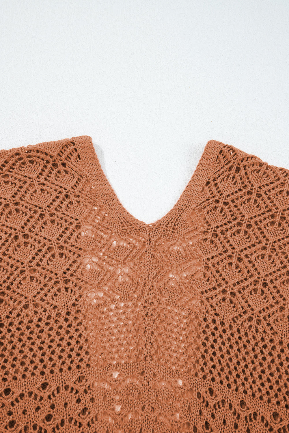 Lapis Mix Pattern Hollowed Knit Open Front Cardigan