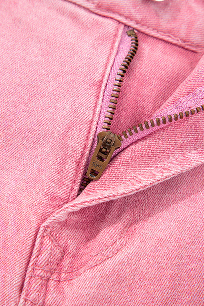 Myosotis Acid Washed High Rise Cropped Wide Leg Jeans