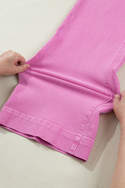 Mist Green 2-Button High Waist Flared Bottom Jeans