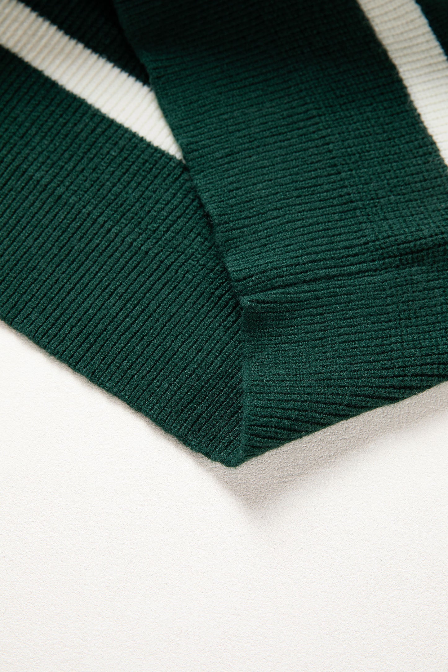 Blackish Green Ribbed Half Zip Collared Sweater Vest