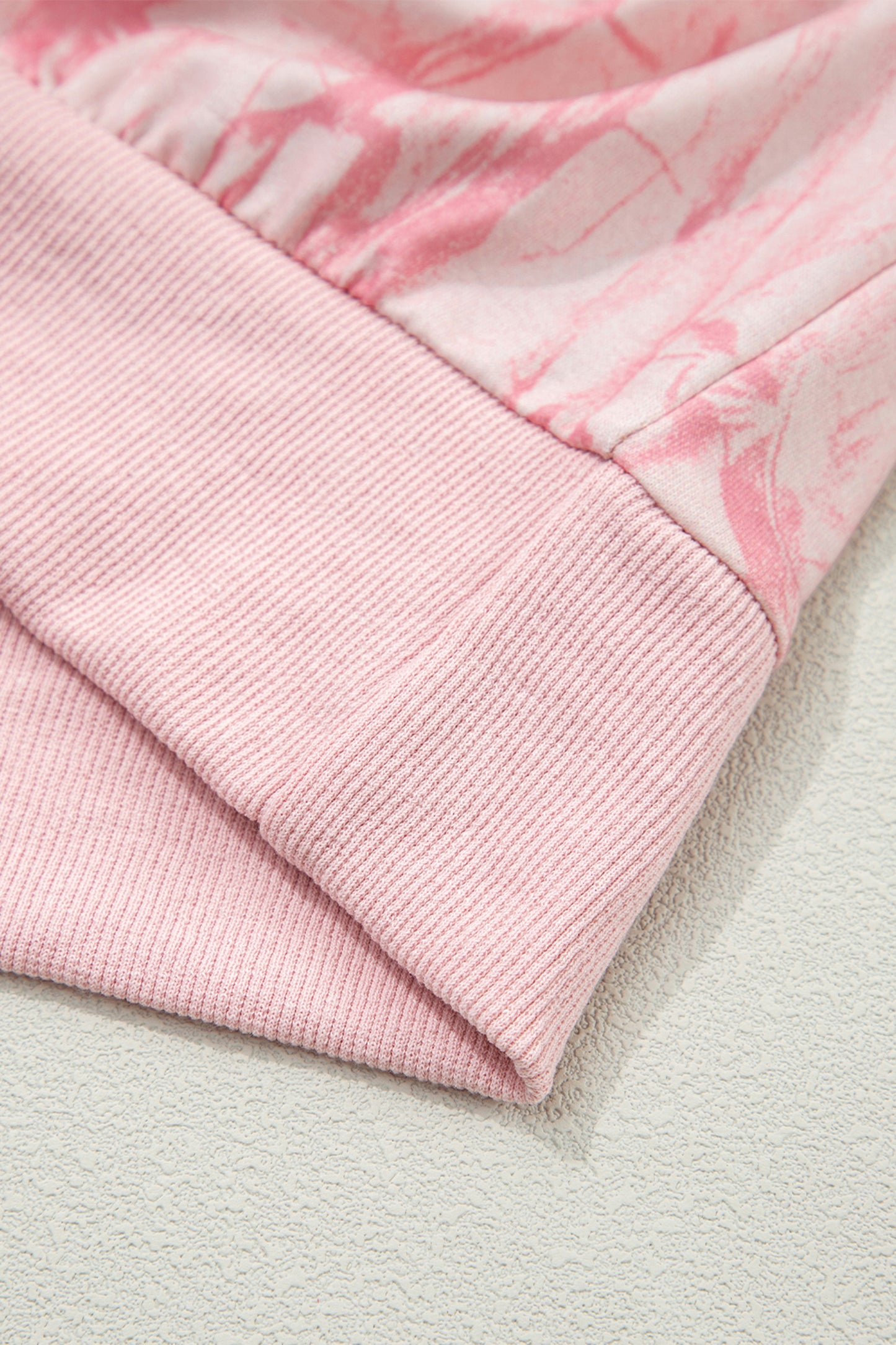 Pink Mock Neck Pullover and Shorts Camo Set