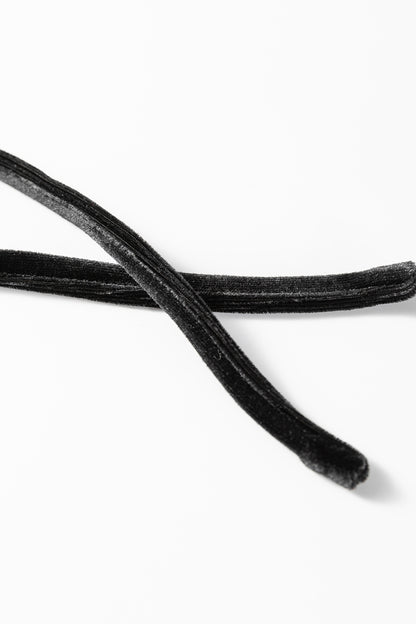 Black Shiny Velvet Drawstring High Waist Straight Leg Casual Pants