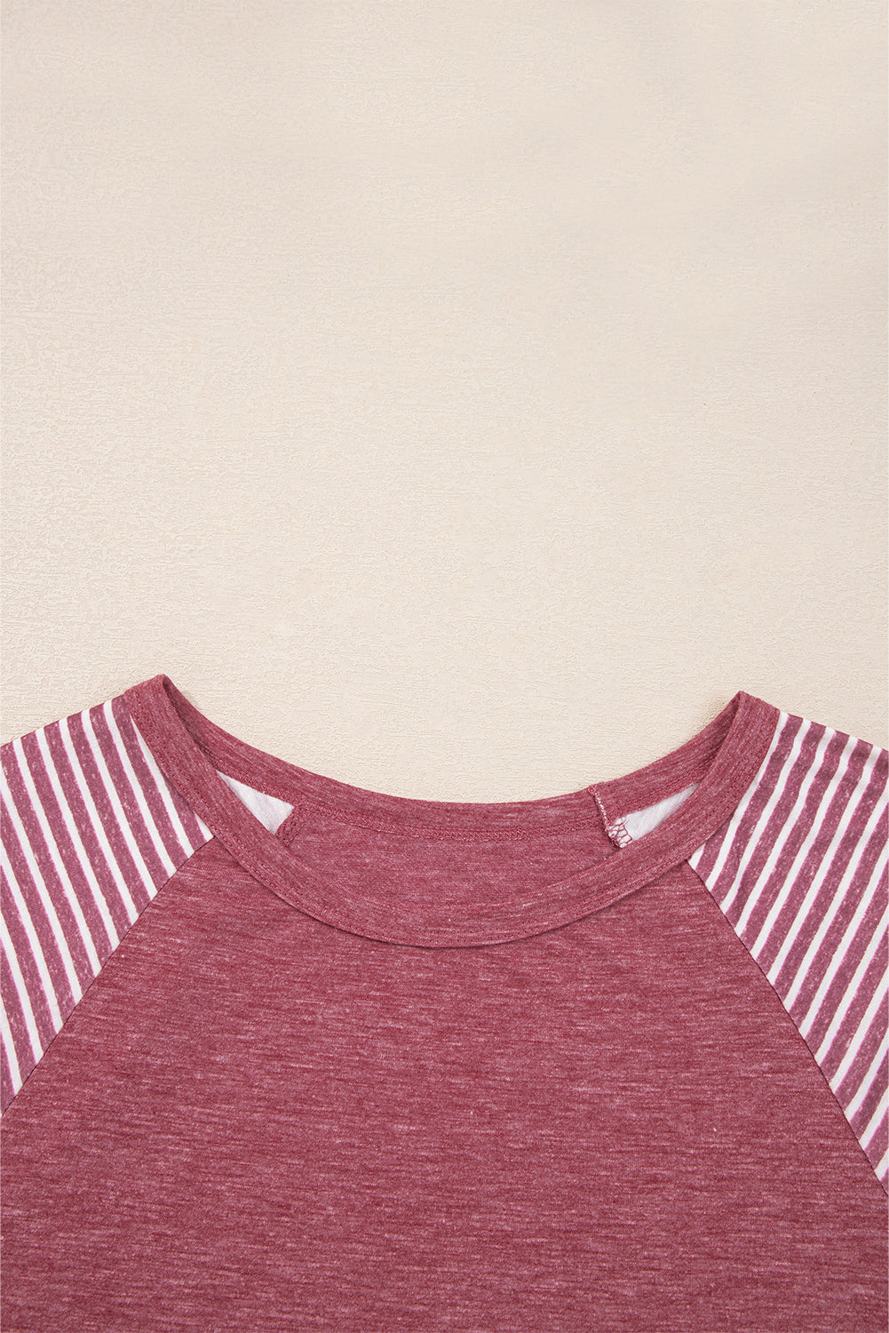 Navy Blue Contrast Print Striped Raglan Long Sleeve Loose Top